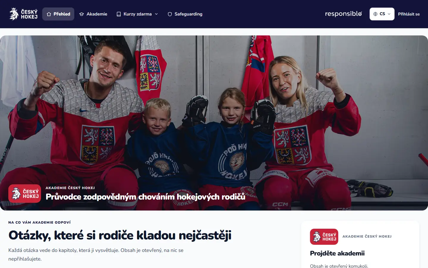 Example: the Český Hokej academy in the federation's colours